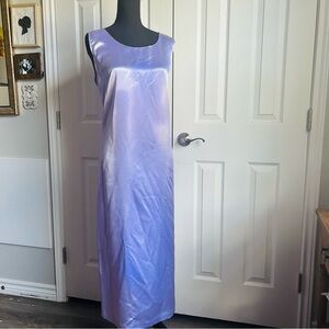 Vintage glam pastel purple satin sleeveless maxi dress